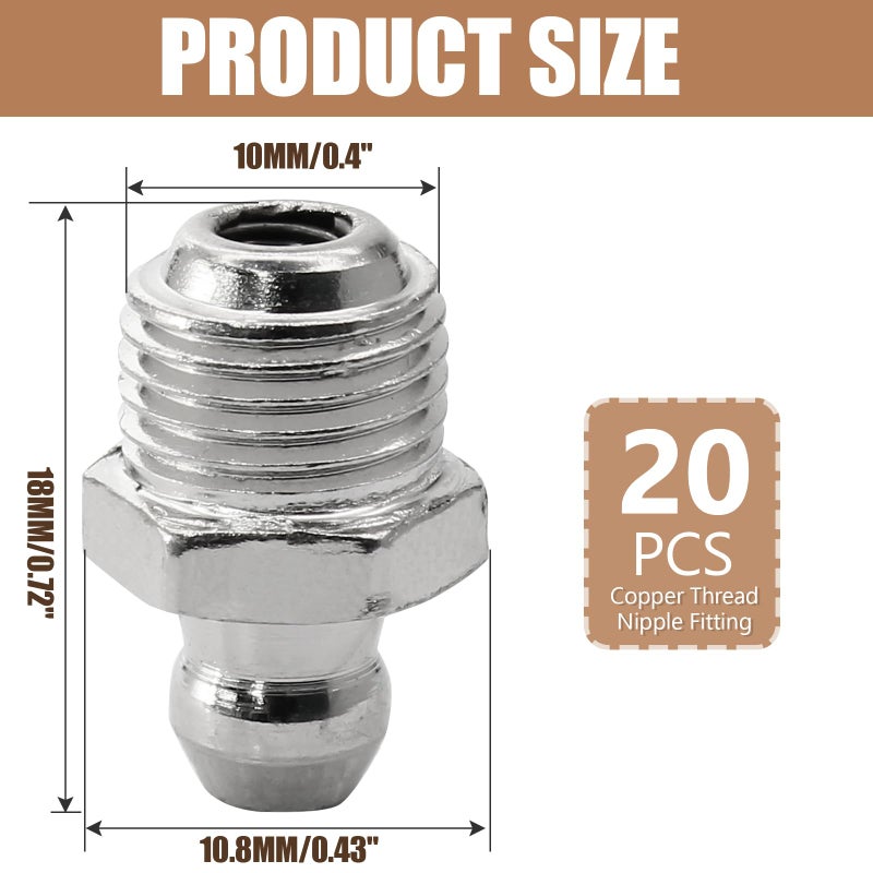 LDEXIN 20pcs M10 Straight Hydraulic Grease Fitting Assortment Kit Zerk Fitting Nipple Nozzle 10mm x 1mm Male Thread - Image 3